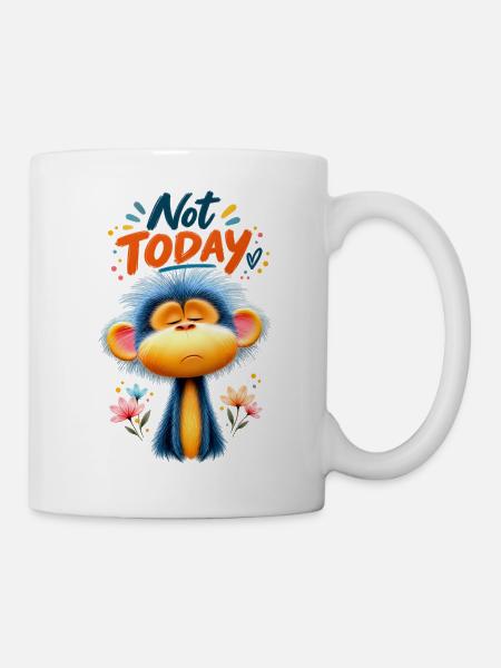Affe mit Blumen Not Today - Tasse - Weiß
