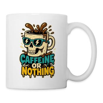 Kaffee-Totenkopf – Caffeine or Nothing - Tasse - Weiß - Rechts