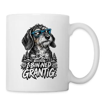 Grantiger Hund mit Brille - Tasse - Weiß - Rechts