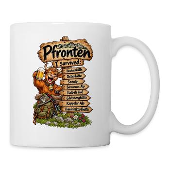 Pfronten Überlebt: Alpenhumor - Tasse - Weiß - Rechts