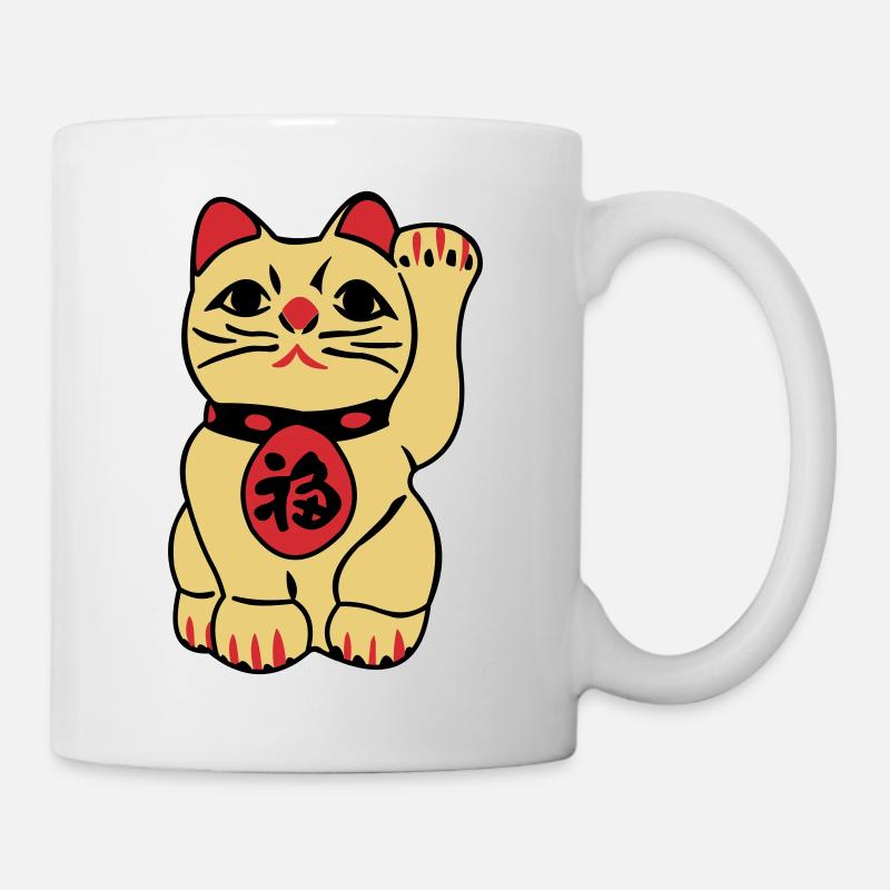 maneki neko - Winkende Glückskatze - Tasse - Weiß