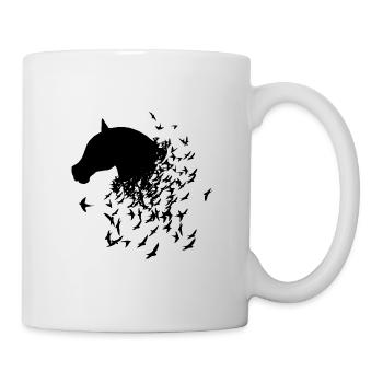 Pferd und Vögel Geschenkidee - Tasse - Weiß - Rechts