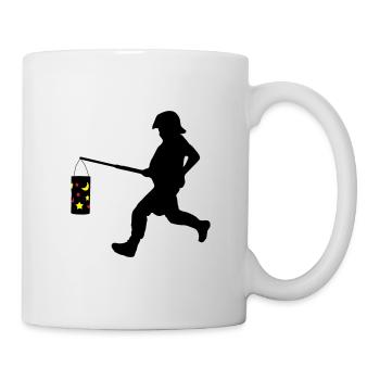Policeman with Lantern - Riotcop Banksy Style Vector - Mug - white - Right