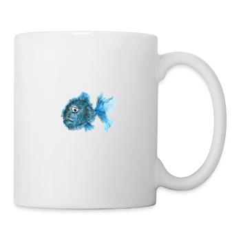 fisch traurig depressiv blau kugelfisch stacheln - Tasse - Weiß - Rechts