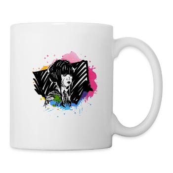 Hand drawn geisha with paint splatter - Mug - white - Right