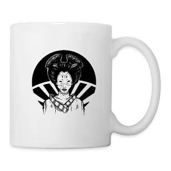 Style vintage de geisha dessiné à la main, illustration - Mug blanc - blanc - Droite
