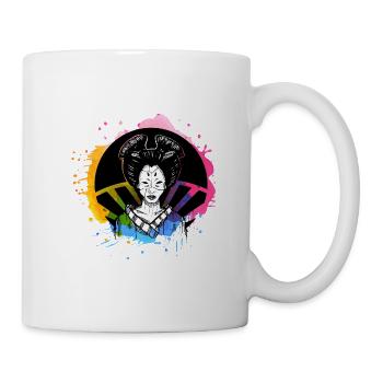 Hand drawn geisha with paint splatter - Mug - white - Right