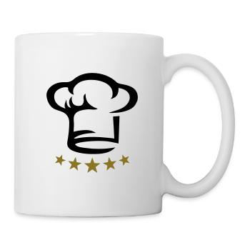 Five star chef hat, gold, hotel, cook, kitchen, 5, - Mug - white - Right