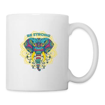 Buntes Mandala Elefant - Tasse - Weiß - Rechts