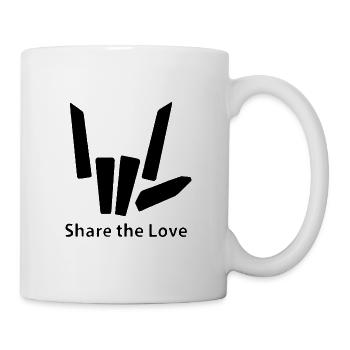 share the love handzeichen cool lustig shape - Tasse - Weiß - Rechts