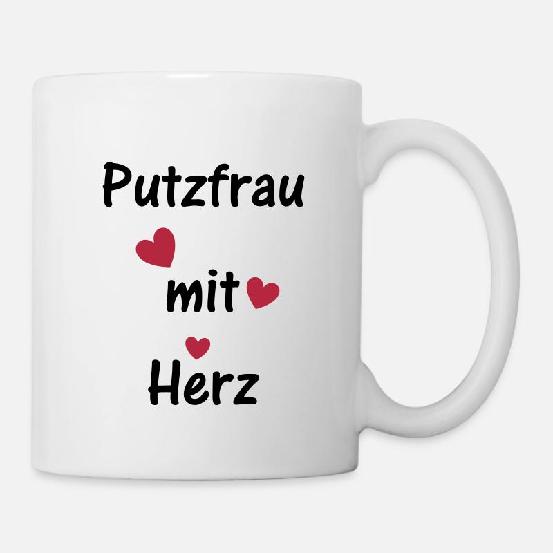 Putzfrau mit Herz - Tasse - Weiß