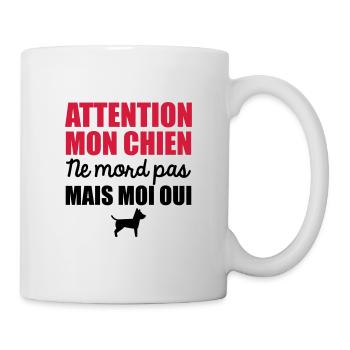 sei vorsichtig mein hund beißt nicht aber ich ja - Tasse - Weiß - Rechts
