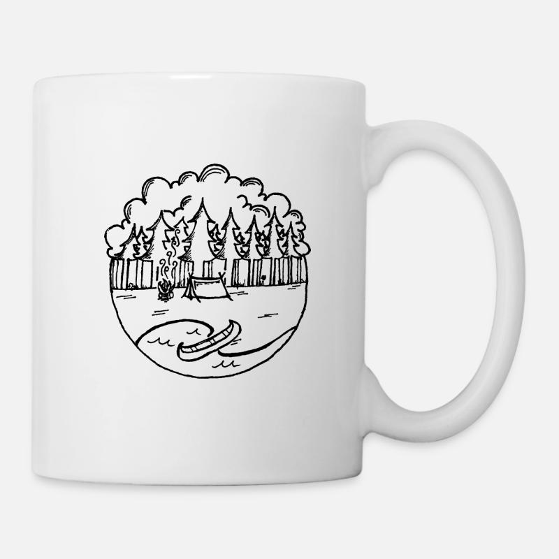 Forêt, Tente, Canoë & Feu de camp - Mug blanc - blanc