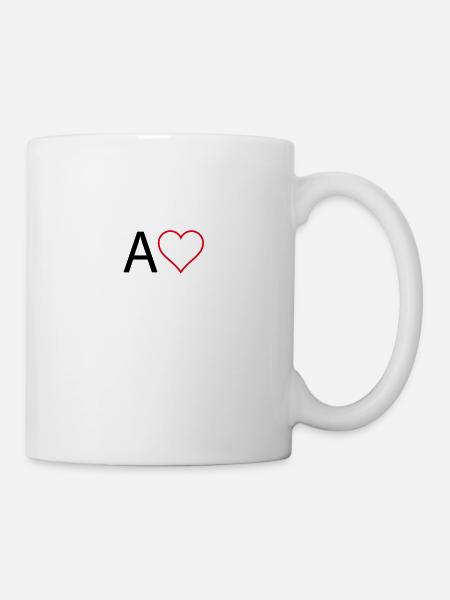 Buchstabe A mit Herz mittig - Tasse - Weiß