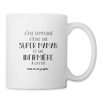 super maman et infirmiere cadeau - Mug blanc - blanc - Droite