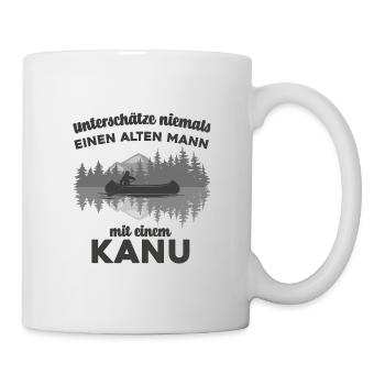 Kanu, unterschätze niemals einen alten Mann. - Tasse - Weiß - Rechts