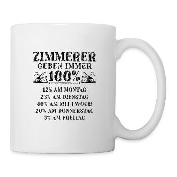 Zimmermann Geschenk Schreiner Werkzeug - Tasse - Weiß - Rechts