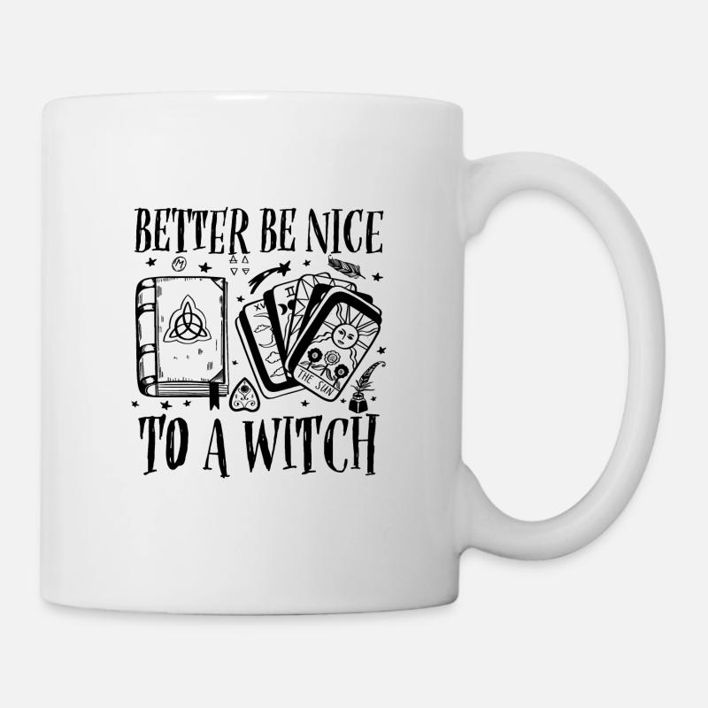 Sois gentille avec une sorcière | Idée de cadeau sorcières - Mug blanc - blanc