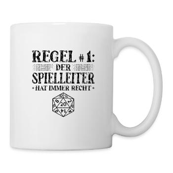 Rollenspiel RPG W20 Würfel Spielleiter - Tasse - Weiß - Rechts