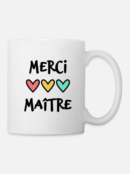 MERCI. MERCI MAÎTRE. CADEAU MAÎTRE. VACANCES. ÉTÉ. - Mug blanc - blanc