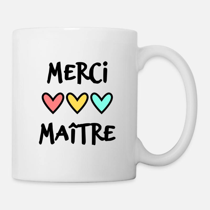 MERCI. MERCI MAÎTRE. CADEAU MAÎTRE. VACANCES. ÉTÉ. - Mug blanc - blanc