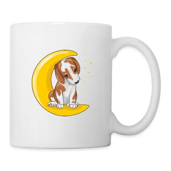 Niedlicher Beagle ruht auf dem Mond - Tasse - Weiß - Rechts