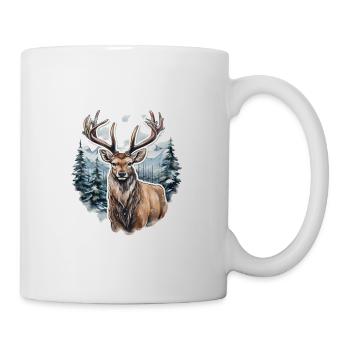 Winter landscape with deer - Mug - white - Right