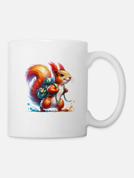 Wandern Natur Eichhörnchen Nüsse Tierliebe - Tasse - Weiß