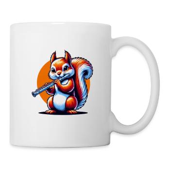 Flute Music, Squirrel, Nuts, Animal Lover - Mug - white - Right
