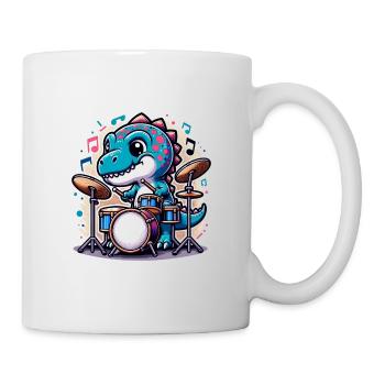 Cool T-Rex Dinosaur Drummer - Mug - white - Right