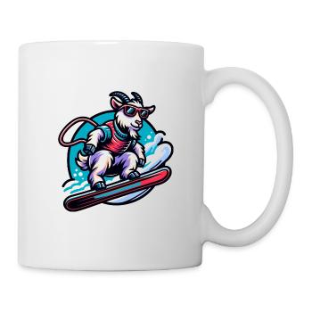 Ziege Snowboard Winter Abenteuer - Tasse - Weiß - Rechts