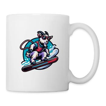 Ziege Snowboard Winter Abenteuer - Tasse - Weiß - Rechts