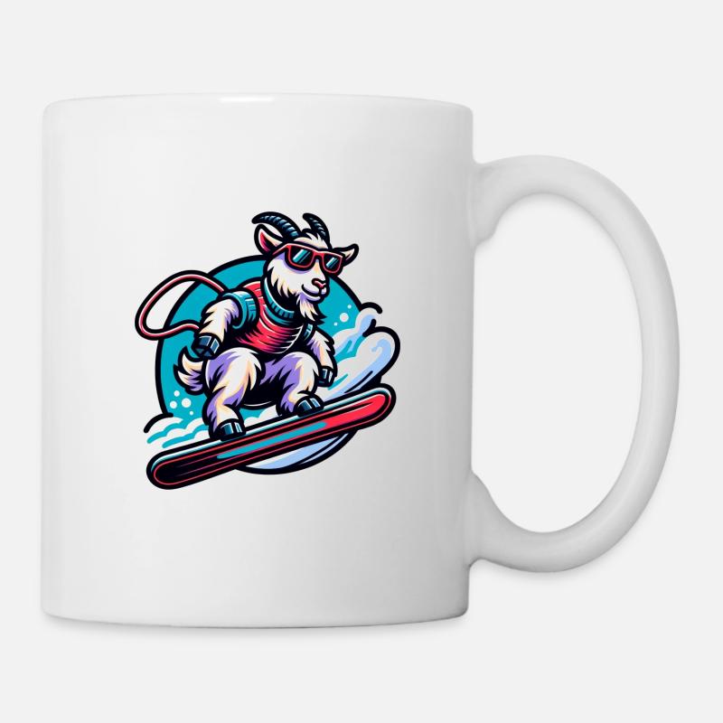 Ziege Snowboard Winter Abenteuer - Tasse - Weiß