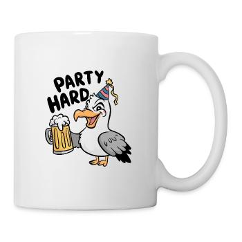 Party Hard Nordsee Möwe Hut Bier Feier Geburtstag - Tasse - Weiß - Rechts