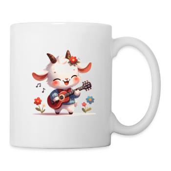 Chèvre avec guitare mignon ruban Motif - Mug blanc - blanc - Droite