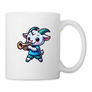 Cute Goat Playing Trumpet Farm Music - Mug - white - Right