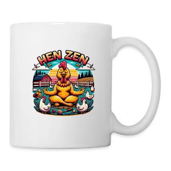 Hen Zen Yoga Huhn Hühner Bauernhof - Tasse - Weiß - Rechts