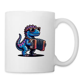 Dino Akkordeonist Mit Sonnenbrille - Tasse - Weiß - Rechts