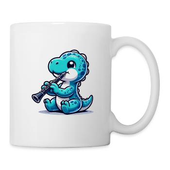 Dino Flötist Niedliches Design - Tasse - Weiß - Rechts