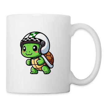 Flitzer Rennfahrer Schildkröte Rennen Wettrennen - Tasse - Weiß - Rechts
