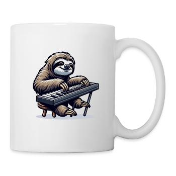 Süßes Faultier Pianist Musiker Design - Tasse - Weiß - Rechts