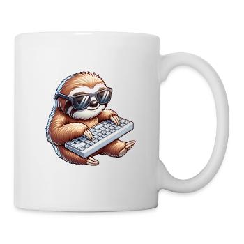 Lustiger Nerd Gamer Faultier PC Design - Tasse - Weiß - Rechts