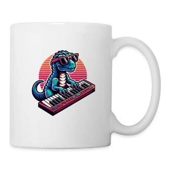 Claviériste Dino avec lunettes de soleil - Mug blanc - blanc - Droite
