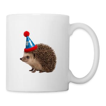 Festive hedgehog with party hat - Mug - white - Right