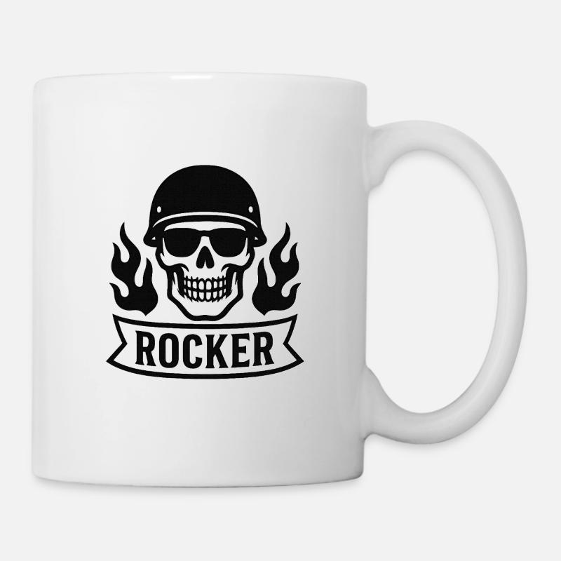 Flames Skull Rocker - Mug - white