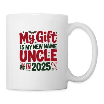 Mein Geschenk ist mein neuer Name Onkel 2025 - Tasse - Weiß - Rechts