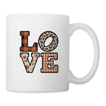 Love motifs contrastés en lettres décorées - Mug blanc - blanc - Droite