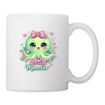 Girly Monster – Monstre à Tentacules Kawaï Vert &  - Mug blanc - blanc - Droite