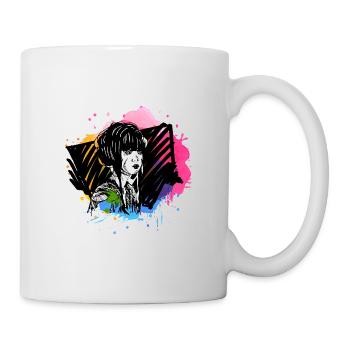 Hand drawn geisha with paint splatter - Mug - white - Right