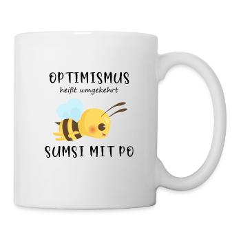 Biene Optimismus Sumsi mit Po - Tasse - Weiß - Rechts